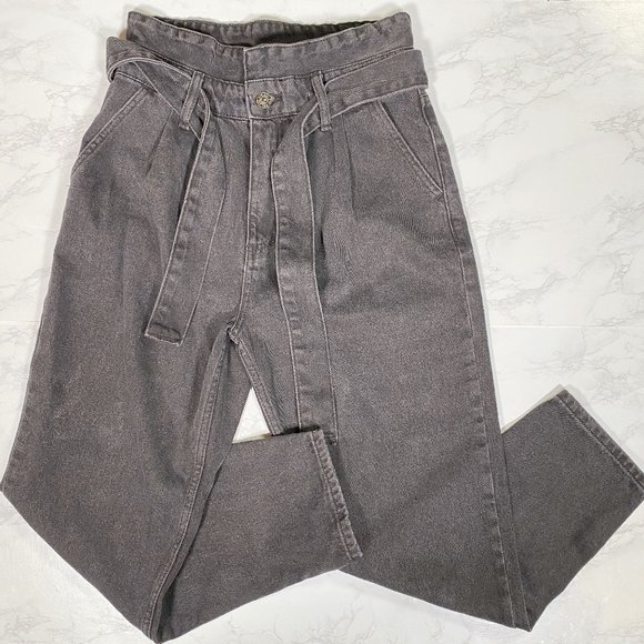 UO BDG Faded Black Paperbag Waist Mom Jeans 26 - Picture 1 of 6